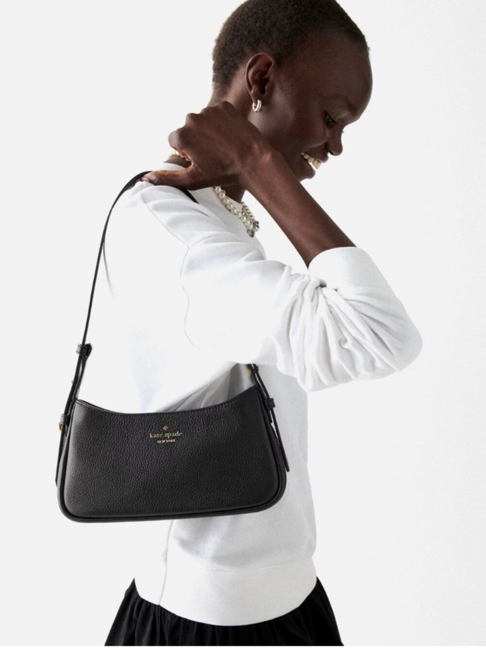 New Kate Spade Juliette Small Shoulder Bag Pebble Leather Black